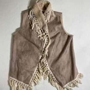 Entro Faux Suede Fringe Vest Boho Western Festival Hippie Style